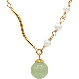 seree seree Isla Green Jade and Freshwater Pearl Necklace