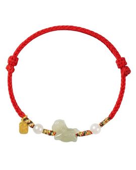 seree seree Kids Jade Peace Buckle Black Woven Bracelet/Anklet