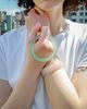 seree seree Pond Jade-Green Skinny Round Gemstone Bangle - 4