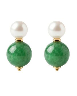 seree seree Robyn Pearl and Jade Drop Earrings