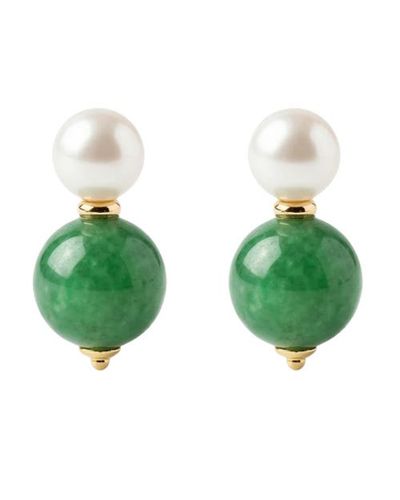 seree seree Robyn Pearl and Jade Drop Earrings