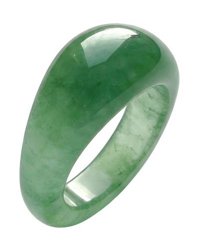 seree seree Thin Dome Jade-Green Aventurine Signet Ring 