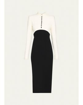 Sergio Hudson Colorblocked Stretch Wool Crêpe Cocktail Dress