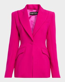 Sergio Hudson Crepe Single-Breasted Blazer