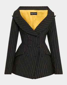 Sergio Hudson Pinstriped Double-Breasted Blazer