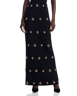Sergio Hudson Sergio Hudson Embroidered Embellished Wool Skirt