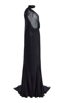 Sergio Hudson Sergio Hudson Halter Silk Chiffon LowBack Gown