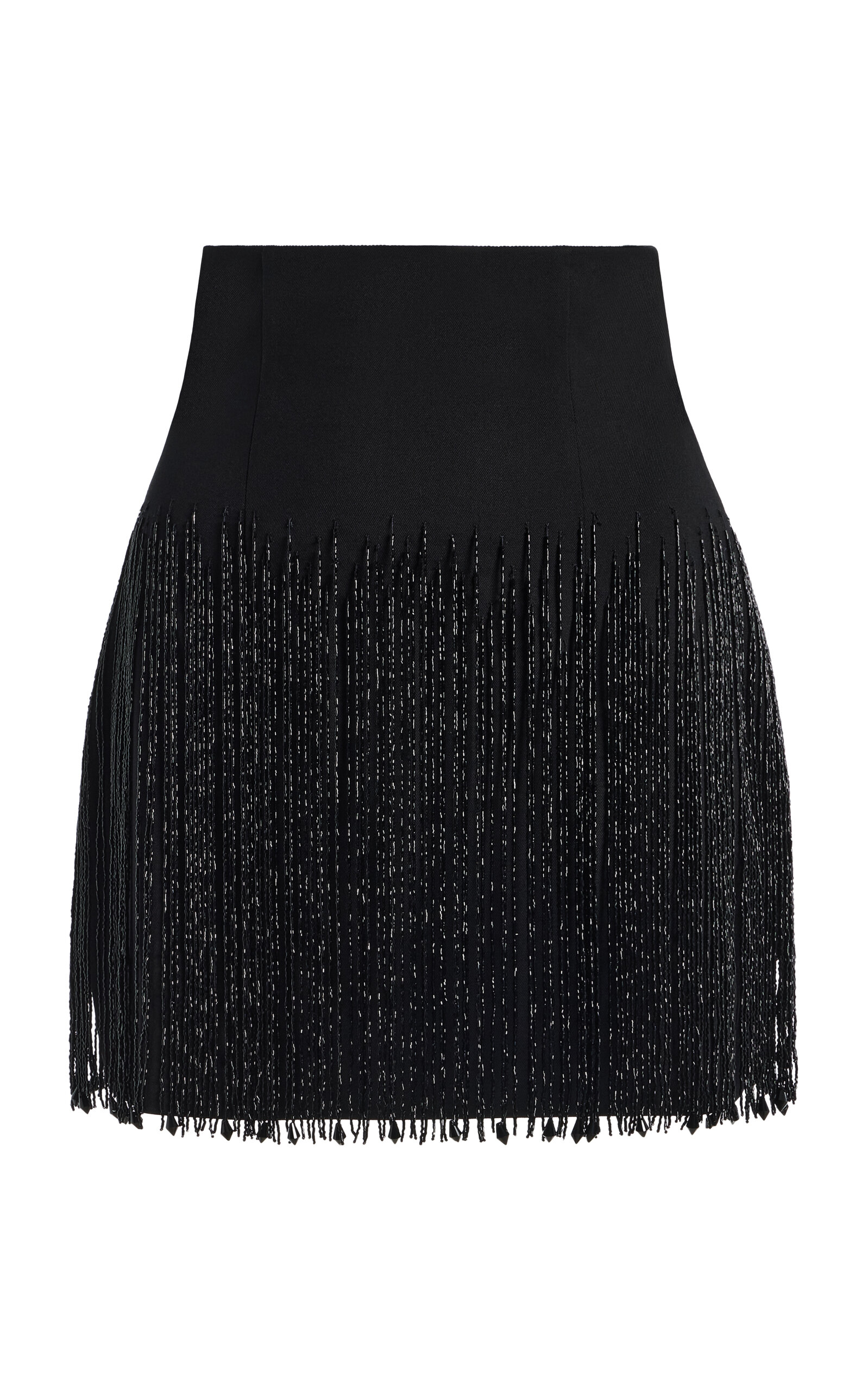 Sergio Hudson Sergio Hudson HandEmbroidered Fringed Stretch Crepe Mini Skirt