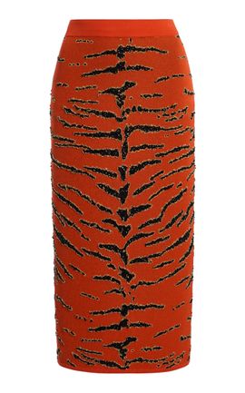Sergio Hudson Sergio Hudson HandEmbroidered TigerPrint Pencil Skirt