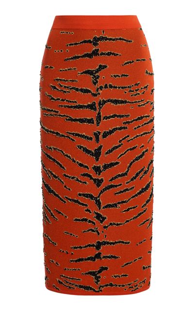 Sergio Hudson Sergio Hudson HandEmbroidered TigerPrint Pencil Skirt