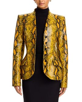 Sergio Hudson Sergio Hudson Printed Leather Collarless Blazer