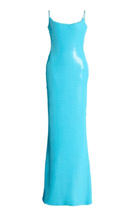 Sergio Hudson Sergio Hudson Sequin Evening Gown Turquoise XL