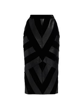 Sergio Hudson Women's Leather Chevron Skirt