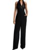 Sergio Hudson Women's Satin Lapel Halter Crepe Jumpsuit - 2