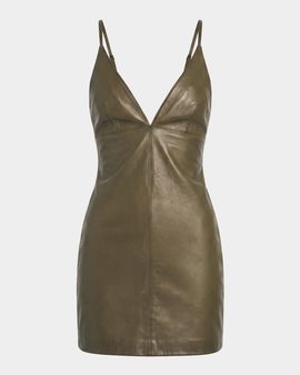 SEROYA Beyza Leather Mini Dress