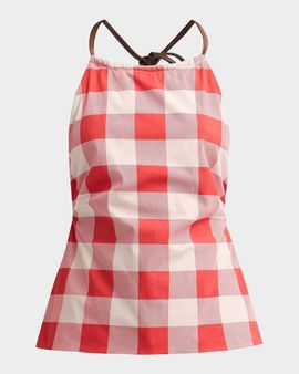 SEROYA Deza Check Halter Top