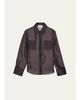 SEROYA Estella Sheer Silk Organza Button-Down Shirt - 1
