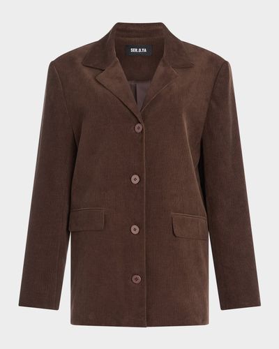 SEROYA Hera Corduroy Single-Breasted Blazer