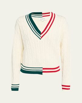 SEROYA Iona Colorblock Cable-Knit Sweater