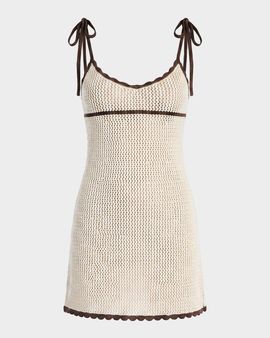 SEROYA Malkie Crochet Tie-Strap Mini Dress
