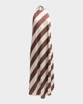 SEROYA Marci Striped Open-Back Midi Dress