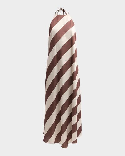 SEROYA Marci Striped Open-Back Midi Dress