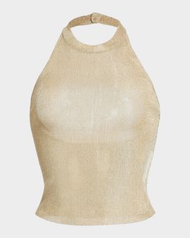SEROYA Minnie Metallic Knit Halterneck Top