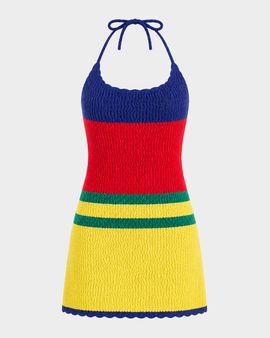 SEROYA Norma Striped Crochet Mini Dress