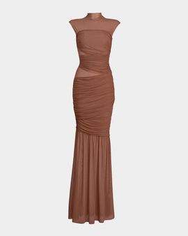 SEROYA Rosie Mock-Neck Mesh Dress