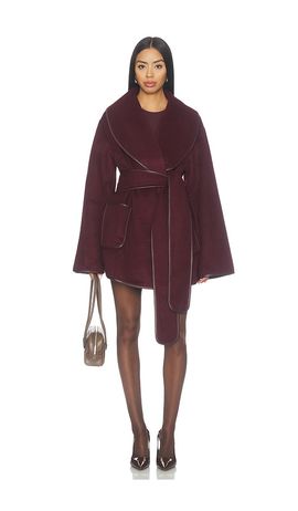 SEROYA SEROYA Dulcetta Wool Coat With Leather Piping