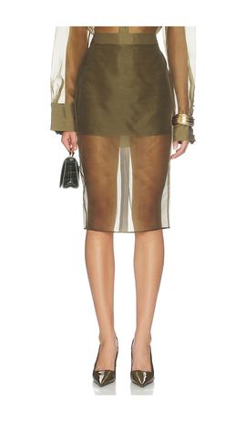 SEROYA SEROYA Elda Silk Midi Skirt