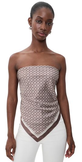 SEROYA SEROYA Hark Satin Scarf Top Cocoa Mosaic
