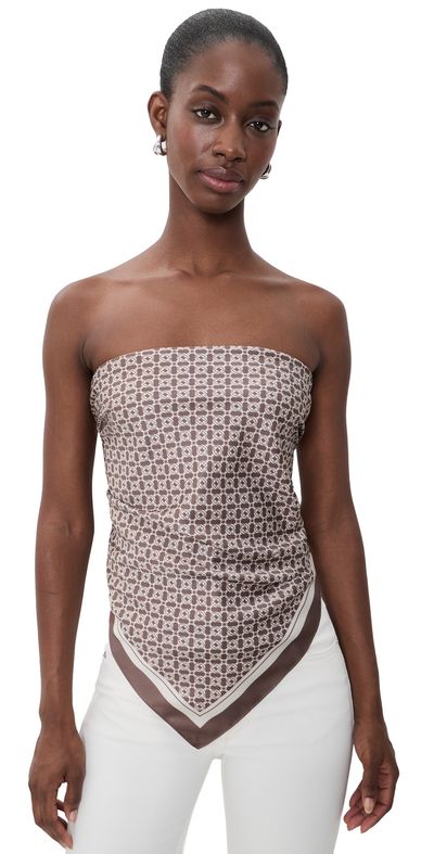 SEROYA SEROYA Hark Satin Scarf Top Cocoa Mosaic