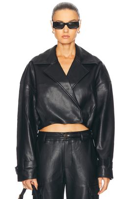 SEROYA SEROYA Koda Faux Leather Cropped Trench