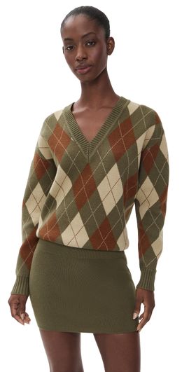 SEROYA SEROYA Savvy Sweater Dress Olivewood Argyle