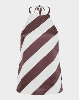 SEROYA Tilly Striped Satin Halterneck Top
