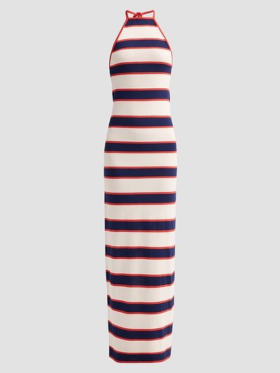 SEROYA Women's Arrabella Striped Halter Maxi Dress
