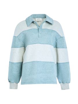 Ser.o.ya Women's Cher Striped Mixed-Media Polo Sweatshirt