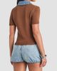 SEROYA Women's Erika Knit Denim-Trimmed Polo Top - 3