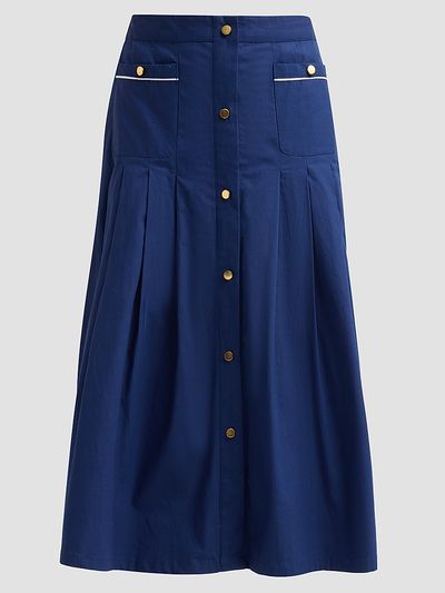 SEROYA Women's Yumi Pleated A-Line Midi Skirt