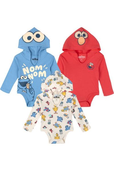Sesame Street® Sesame Street® 3-Pack Hooded Bodysuits