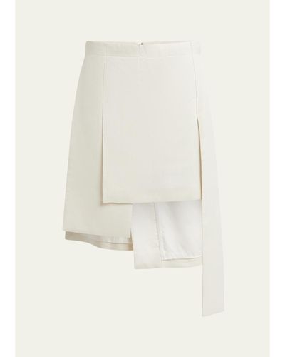 SETCHU Layered Asymmetric Silk Wool Midi Skirt