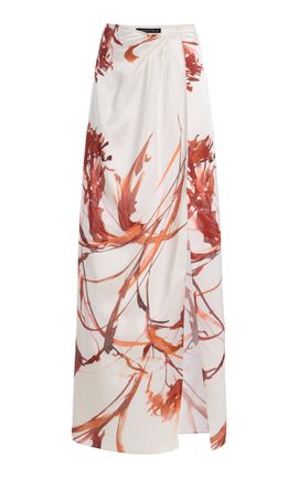 SEV SEV Draped Printed Crepe Maxi Skirt