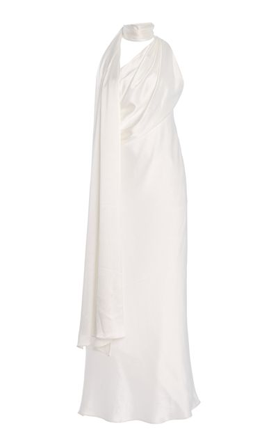 SEV - ScarfNeck Satin Midi Dress Pink FR 34