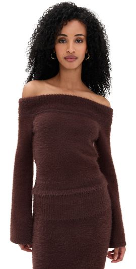 Seven Wonders Seven Wonders Anneliese Off Shoulder Knit Top Chocolate