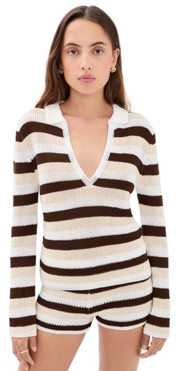 Seven Wonders Seven Wonders Benson Knit Top Chocolate/White