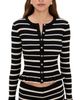 Seven Wonders Seven Wonders Donna Long Sleeve Knit Top Black/Cream - 1