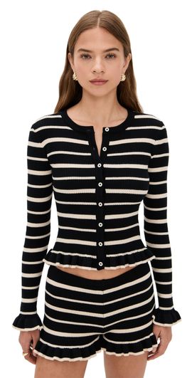 Seven Wonders Seven Wonders Donna Long Sleeve Knit Top Black/Cream