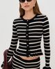 Seven Wonders Seven Wonders Donna Long Sleeve Knit Top Black/Cream - 2