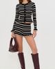Seven Wonders Seven Wonders Donna Long Sleeve Knit Top Black/Cream - 5